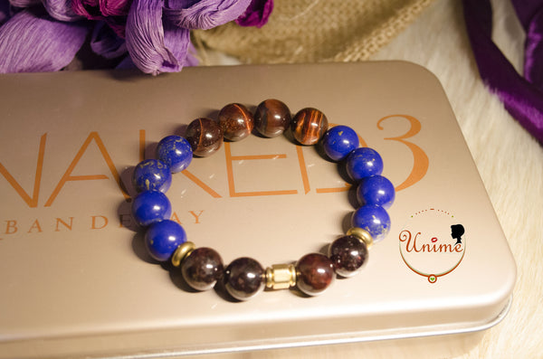 Red Garnet with one Tiger eye Bracelet with Stainless Steel Spacer – Exotic  Stones