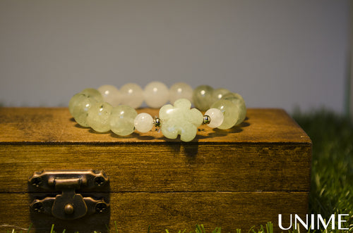 Fresh Green Flower Bracelet with Prehnite,Rose Quartz and Jade - Unime Crystal Jewellery Shop - Semi-precious gemstone bracelets and necklaces - offer lucky charms