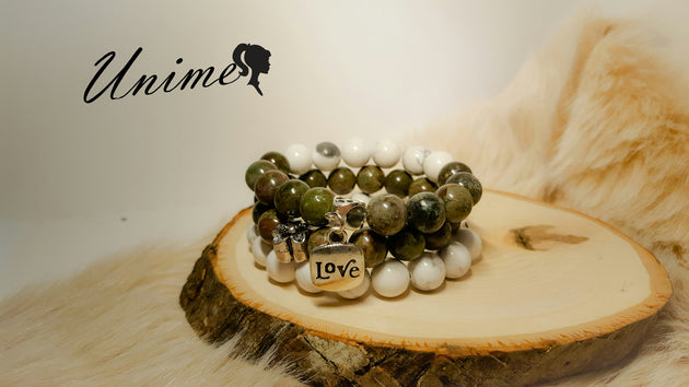 Bohomian Bloodstone and White Howlite bracelet