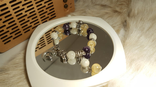 Citrine, Amethyst and Moonstone bracelet