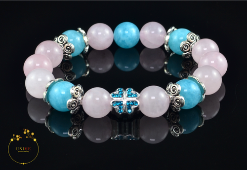 Ai | Loving Rose quartz and Blue Quartz Bracelet