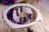 Amethyst,Rose Quartz and Rock Quartz bracelet