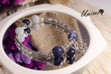 Aquamarine and Blue Sodalite Silver bracelet