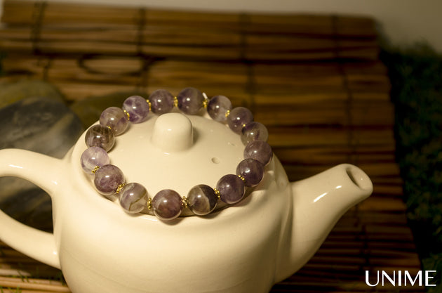 Purple Lavender bracelet with Amethyst gemstone beads - Unime Crystal Jewellery Shop - Semi-precious gemstone bracelets and necklaces - offer lucky charms