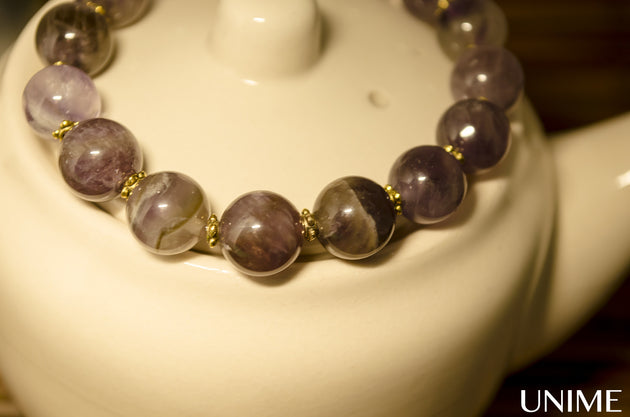 Purple Lavender bracelet with Amethyst gemstone beads - Unime Crystal Jewellery Shop - Semi-precious gemstone bracelets and necklaces - offer lucky charms