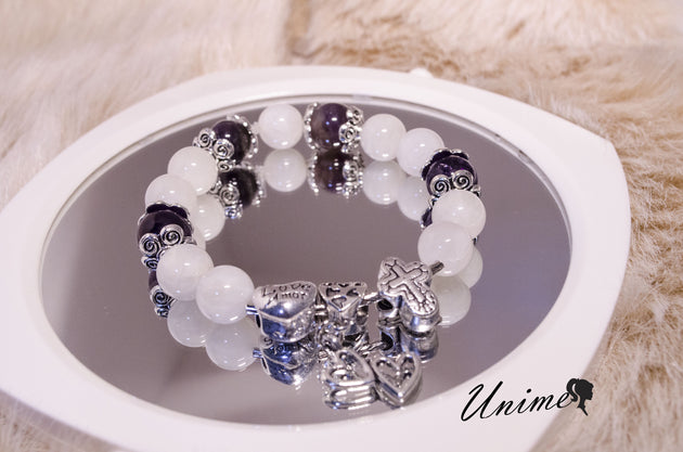 Moonstone and Amethyst Silver bracelet