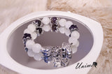 Moonstone and Amethyst Silver bracelet