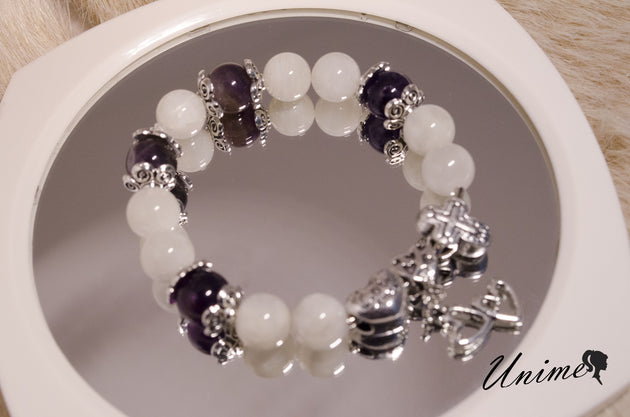 Moonstone and Amethyst Silver bracelet