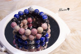 Bohomian Lapis,Rhodochrosite and Black Agate bracelet