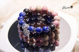 Bohomian Lapis,Rhodochrosite and Black Agate bracelet