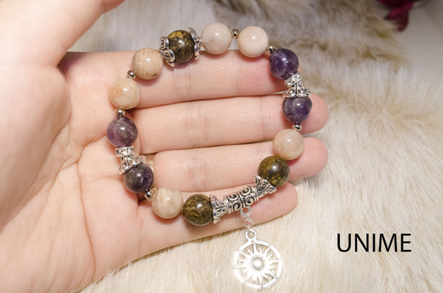 Sunstone,Bronzite and Amethyst bracelet