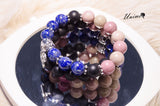 Bohomian Lapis,Rhodochrosite and Black Agate bracelet