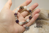 Moonstone,Bronzite and Amethyst bracelet