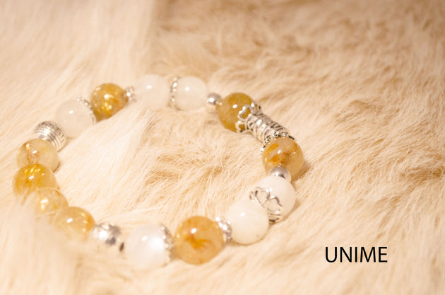 Gold Rutilated and Moonstone bracelet