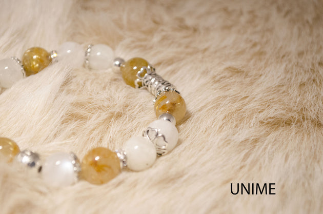 Gold Rutilated and Moonstone bracelet