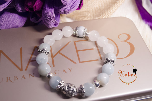 Aquamarine and White Moonstone bracelet