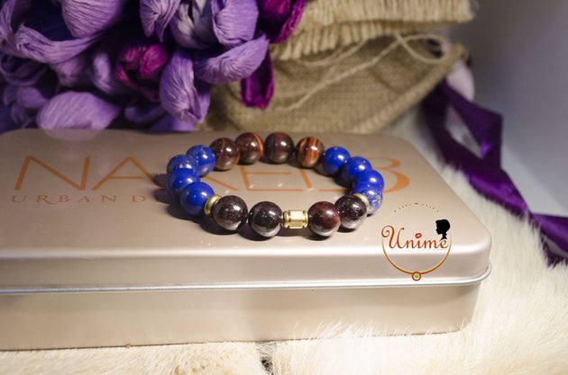 Garnet,Lapis and Red Tiger Eye bracelet