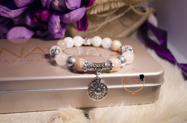 Unime Moonstone,Sunstone and Rose Quartz bracelet
