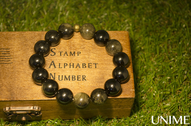 Unisex Black Gold Obsidian Bracelet - Unime Crystal Jewellery Shop - Semi-precious gemstone bracelets and necklaces - offer lucky charms