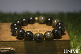 Unisex Black Gold Obsidian Bracelet