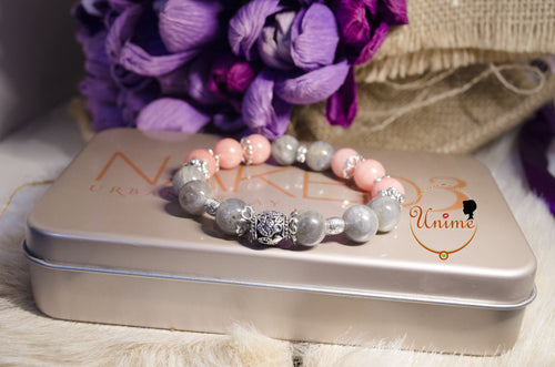 Labradorite and Pink Jade bracelet