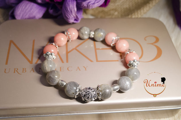 Labradorite and Pink Jade bracelet