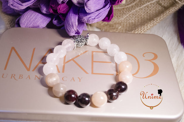 Sunstone,Garnet and Rose Quartz bracelet