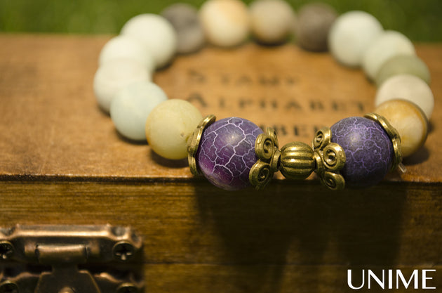 Amazonite and purple Agate bracelet