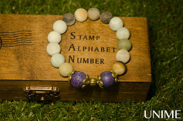 Amazonite and purple Agate bracelet