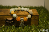 Orange Summer Leave Bracelet with Amazonite and Orange Frost Crab Agate Gemstone Beads - Unime Crystal Jewellery Shop - Semi-precious gemstone bracelets and necklaces - offer lucky charms