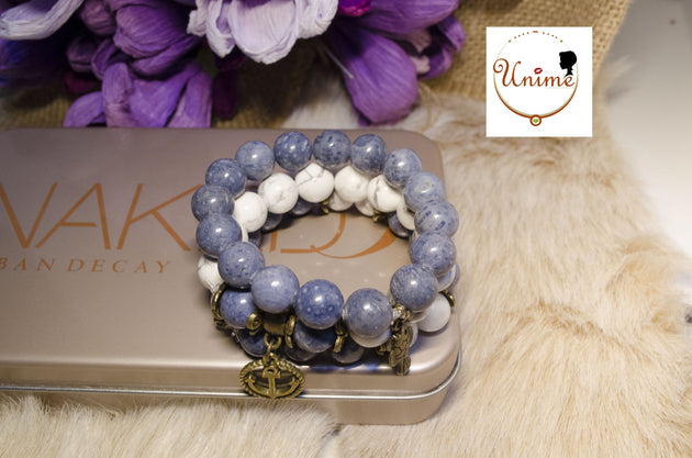 Boho Blue Coral and White Howlite bracelet