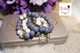 Boho Blue Coral and White Howlite bracelet