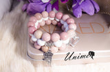 Boho Rhodochrosite and White Howlite bracelet