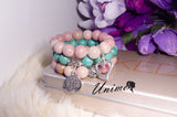 Bohomian Blue Turquoise and Rhodochrosite bracelet