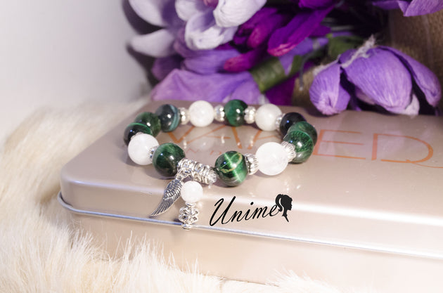 Moonstone and Green Eye Tiger bracelet