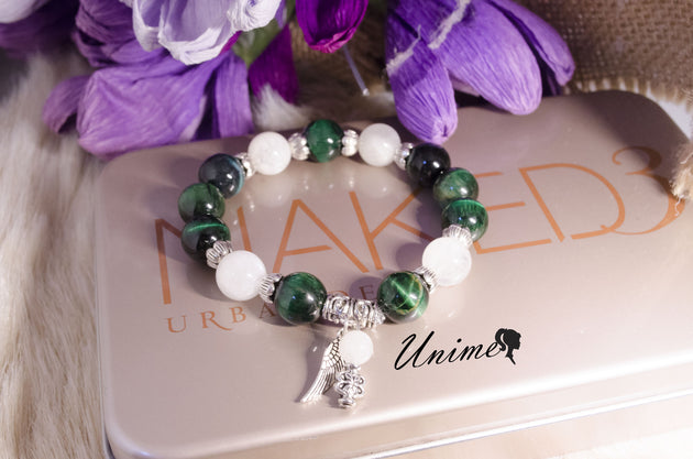 Moonstone and Green Eye Tiger bracelet