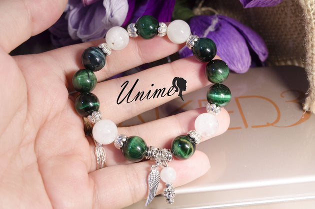 Moonstone and Green Eye Tiger bracelet