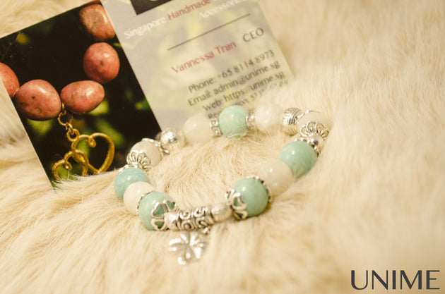 Moonstone and Brazilian Amazonite bracelet