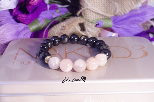 Lucky Sunstone and Obsidian bracelet