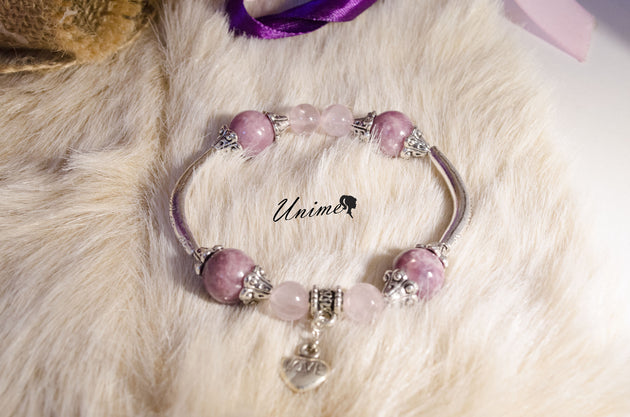 Pandora style Tourmaline and Rose Quartz bracelet