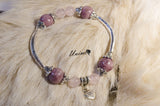 Pandora style Tourmaline and Rose Quartz bracelet