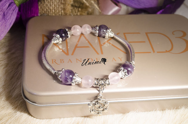 Pandora style Rose quartz and Amethyst bracelet