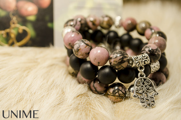 Tibetan Rhodonite bracelet - Unime Crystal Jewellery Shop - Semi-precious gemstone bracelets and necklaces - offer lucky charms