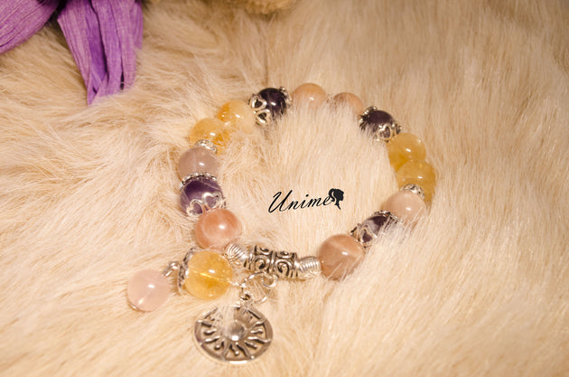 Sunstone,Amethyst and Citrine bracelet