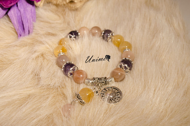 Sunstone,Amethyst and Citrine bracelet