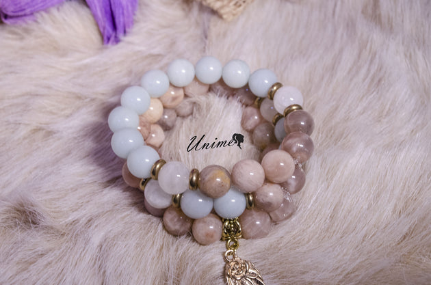 Bohomian Amazonite and Sunstone bracelet