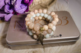 Bohomian Amazonite and Sunstone bracelet