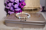 Chrysanthemum coral fossils and Aquamarine bracelet