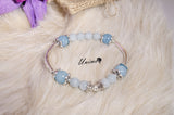 Pandora style Aquamarine and Blue Quartz bracelet