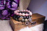 Bohomian Rhodochrosite,Black Agate and Bloodstone bracelet